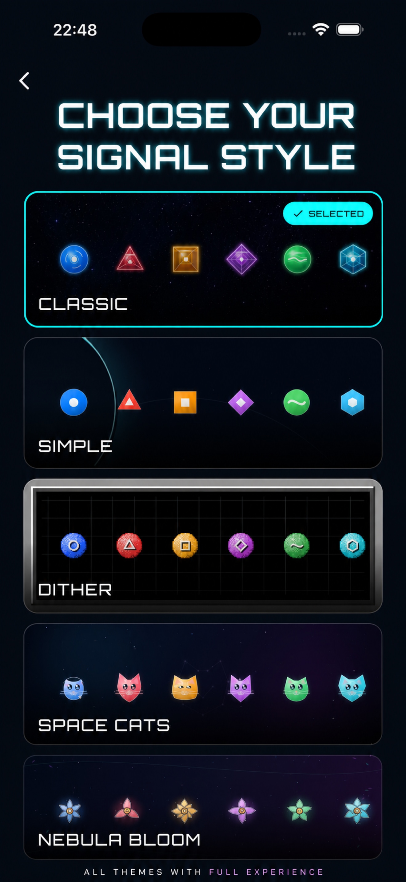 Visual themes available in Lines Ahead